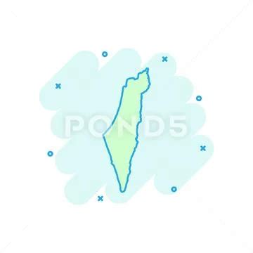 Vector cartoon Israel map icon in comic style. Israel sign illustration ...