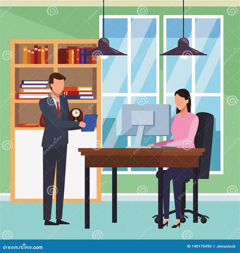 Executive business cartoon stock vector. Illustration of furniture - 140170490