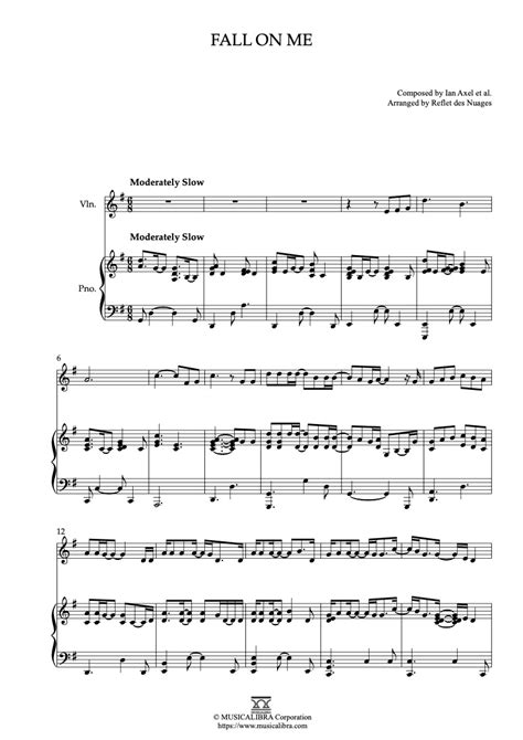 [DUET SHEET MUSIC] Fall on Me - Violin and Piano Chamber Ensemble : Musicalibra