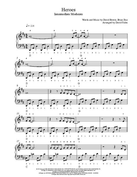 Heroes by David Bowie Piano Sheet Music | Intermediate Level | Sheet music, Bowie heroes, Piano ...