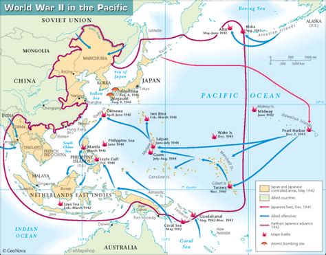 World War II Annotated Map - Pacific Theatre