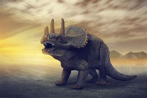 Tyrannosaurus Rex vs. Triceratops in a Dinosaur Fight