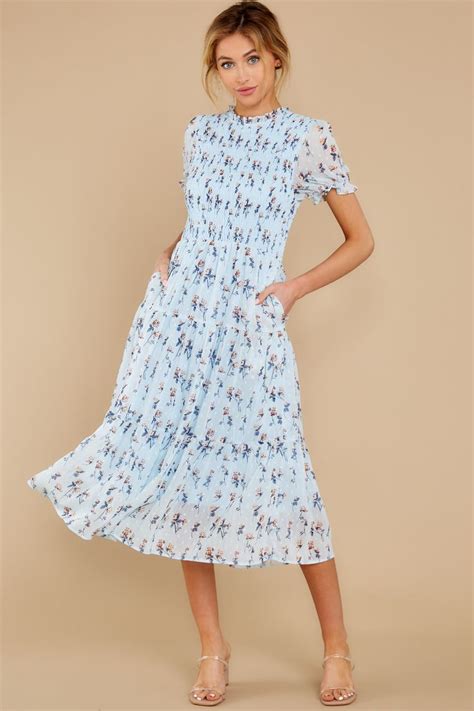 Count On You Light Blue Floral Print Midi Dress in 2020 | Floral print midi dress, Dresses ...