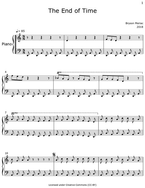 The End of Time - Sheet music for Piano