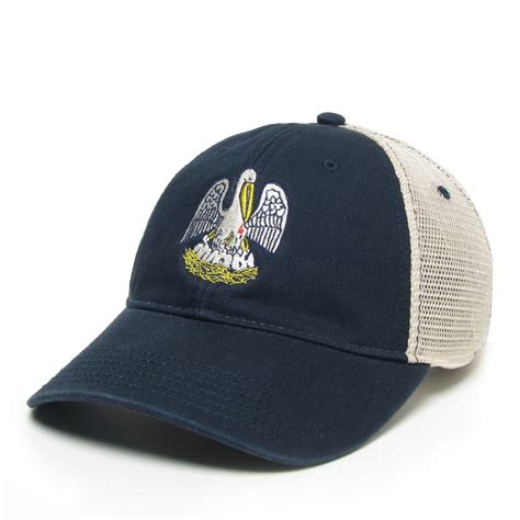 Homegrown Louisiana Flag Pelican Relaxed Twill Trucker Hat - Navy ...