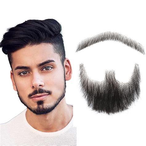 Fake Beard Man Mustache 100% Human Hair Makeup Prop Halloween Cosplay ...