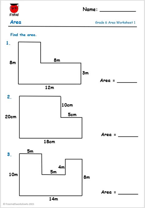 Grade 6 Area Worksheets | Find the Area of Compound Shapes