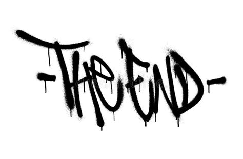 Sprayed the End Font Graffiti with Overspray in Black Over White. Vector Illustration. Stock ...