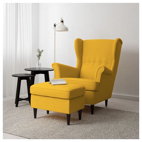 STRANDMON Skiftebo yellow, Footstool - IKEA | Comfy chairs, Ikea strandmon, Furniture
