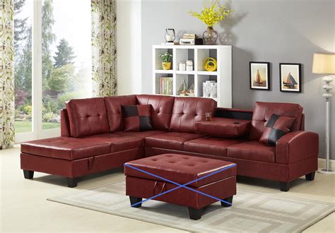 GTU Furniture Pu Leather Living Room Irreversible Living Room Sectional ...