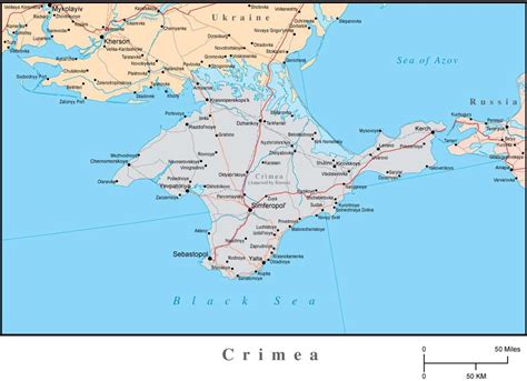 Crimean Peninsula (Ukraine) Map in Adobe Illustrator format from Map Resources