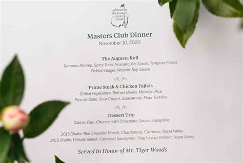 Tiger Woods' Masters Champions dinner menu unveiled