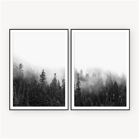 Black and White Forest Print Set of 2 Prints Forest Wall Art | Etsy