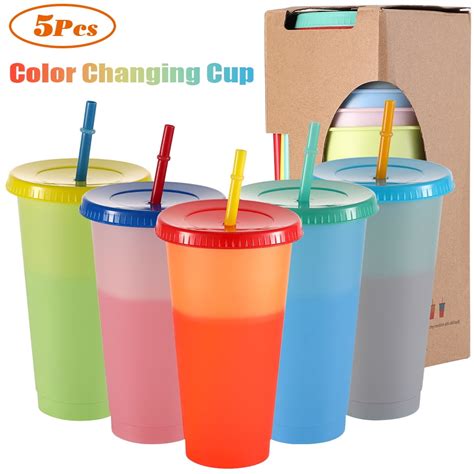 4/5/7 Pack Color Changing Plastic Tumblers- 16/24 oz Color Changing ...