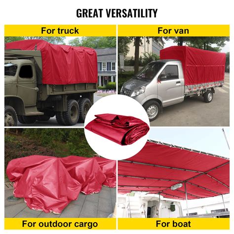 VEVOR Flatbed Tarps, 18OZ Flatbed Truck Tarp, 16x24 Ft Polyethylene Lumber Tarp, Red Heavy Duty ...