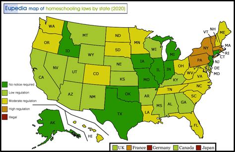 Homeschool Laws By State Map