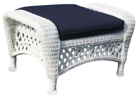 White Outdoor Wicker Ottoman: Montauk Collection - Traditional - Footstools And Ottomans - by ...