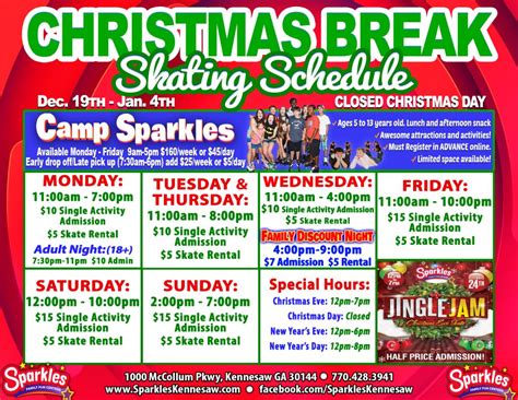 Sparkles Skating Rink Hours | Kennesaw GA Skating Rink Schedule