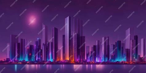 Premium AI Image | modern city night skyline cartoon