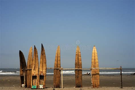 Peru Chiclayo Tropical Beaches with Artisanal Reed Fishing Boats Stock ...