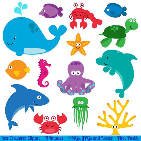 38+ Cartoon Sea Creatur... Sea Life Clip Art | ClipartLook