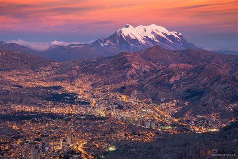 Sunset over La Paz Bolivia with Illimani behind #city #cities #buildings #photography | La paz ...