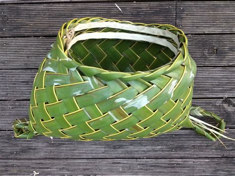 A spot of weaving keeps me happy:) Taro basket. Coconut palm weaving. Rosalindentree.com | Palm ...