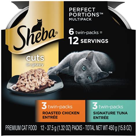 (6 Pack - 12 Servings) SHEBA Wet Cat Food Cuts in Gravy Variety Pack, Signature Tuna and Roasted ...