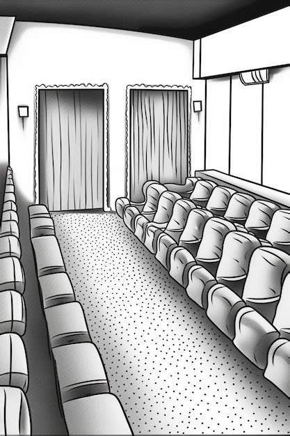 Premium Photo | There is a drawing of a movie theater with rows of ...