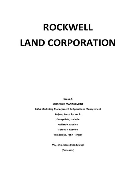 Group 5 Rockwell Land Corporation | PDF | Cost Of Living | Real Estate Investing