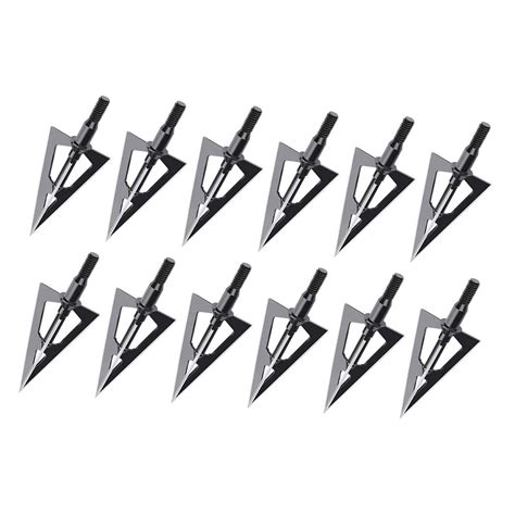 YasTant 12 Pack Hunting Broadheads Fixed Blade 100 Grain Carbon Steel ...