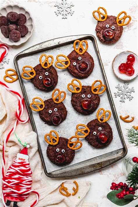 Vegan Chocolate Reindeer Cookies (GF) - Nourishing Amy