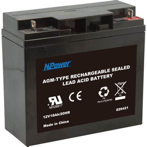 NPower Sealed Lead-Acid Battery — AGM-Type, 12V, 18 Amps | Northern Tool + Equipment