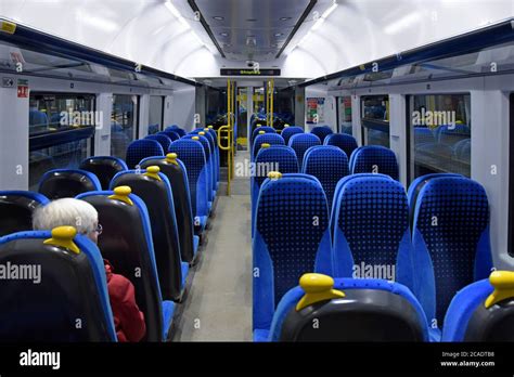 The interior of a Northern Trains CAF 333 class Electric Multiple Unit train at Leeds Railway ...