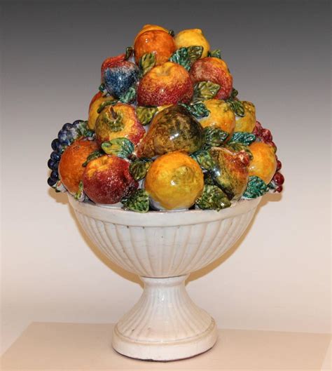 Large Vintage Italian Majolica Pottery Fruit Bowl Table Centerpiece at ...