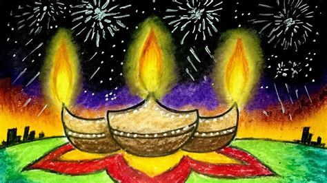 Diwali Drawing | Oil Pastel Drawing| Oil pastel tutorial | diwali - YouTube