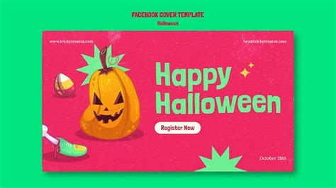 Free PSD | Hand drawn pumpkin happy halloween facebook cover