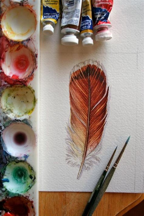 Feather Painting - Red Tailed Hawk feather study | Feather painting ...