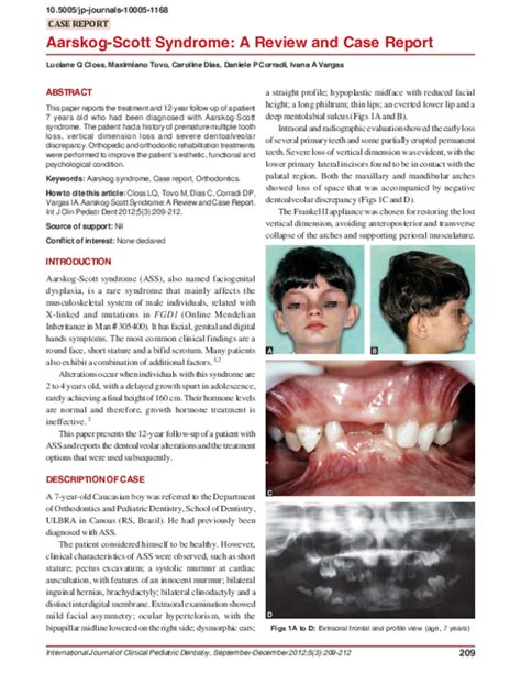 (PDF) Aarskog-Scott Syndrome: A Review and Case Report | Ivana Ardenghi ...