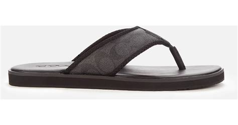 COACH Canvas Signature Flip Flops in Black/Grey (Black) for Men | Lyst