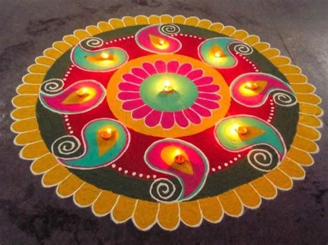 Flower Simple Rangoli Design For Diwali