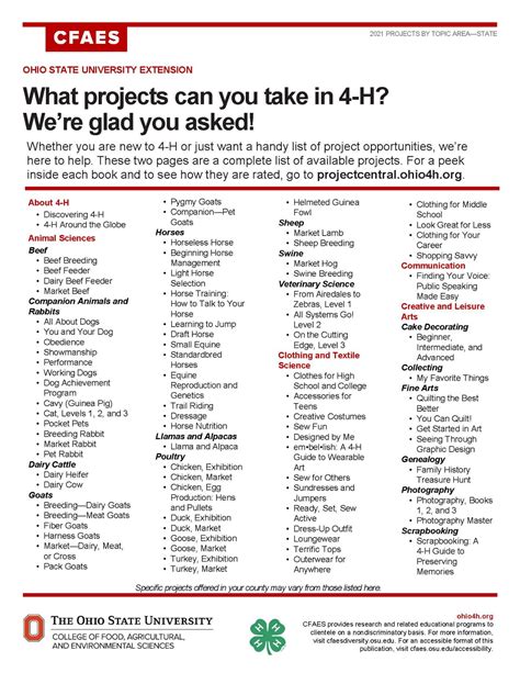 What projects can you take in 4-H? | OSU Extension Greene County