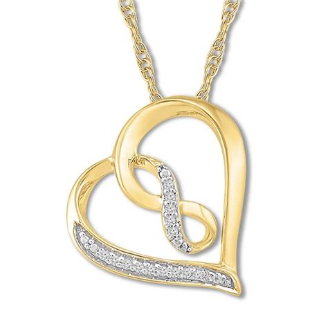 Heart Infinity Necklace with Diamonds 10K Yellow Gold | Womens | Gender ...