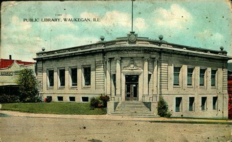 Library Postcards: 1909 Public Library, Waukegan, Illinois