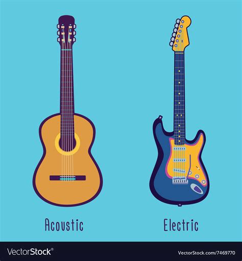 Acoustic and electric guitar in color Royalty Free Vector