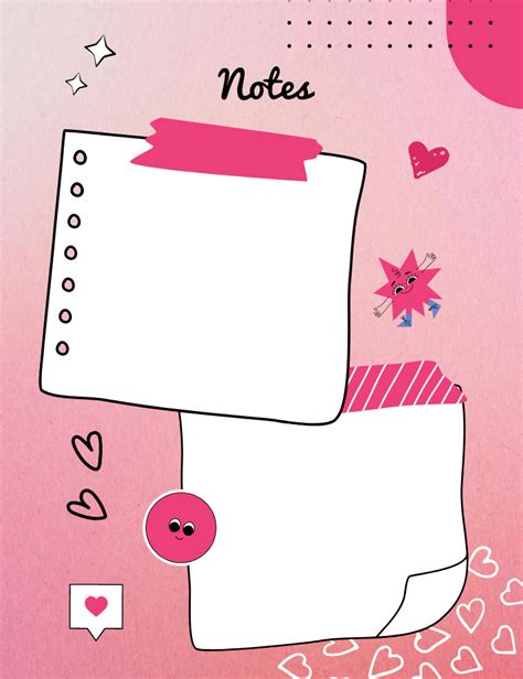 Haftnotizen mit niedlicher rosa Illustration Online Planer & Notizbuch ...