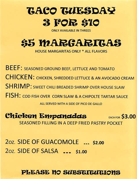 Taco Tuesday Menu – McCarthy's Grill House