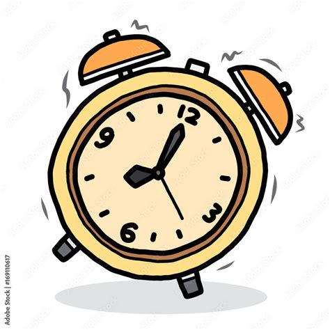 alarm clock / cartoon vector and illustration, hand drawn style, isolated on white background ...