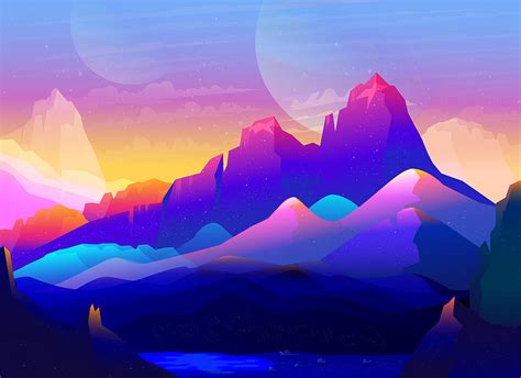 Minimalistic mountains colors [] :, Neon Purple Mountain HD wallpaper | Pxfuel