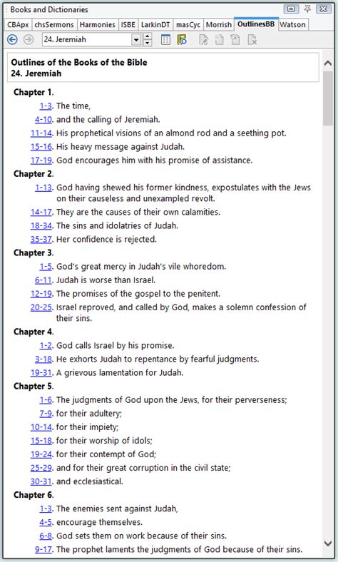 Outlines of the Books of the Bible - SwordSearcher